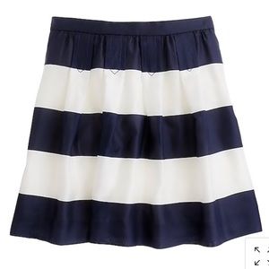 J.Crew Navy Awning Stripe Silk Skirt w Pockets